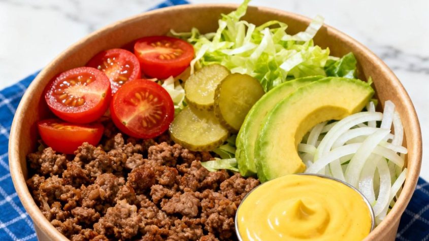 Receta de Cheeseburger Bowl, la hamburguesa deconstruida saludable